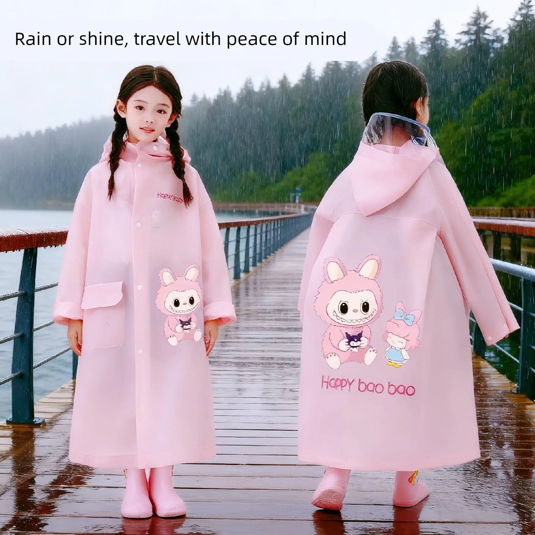 

Children's Raincoat School Bag Position Raincoat Girls Kindergarten up School Special Use Breathable One-time Use Raincoat