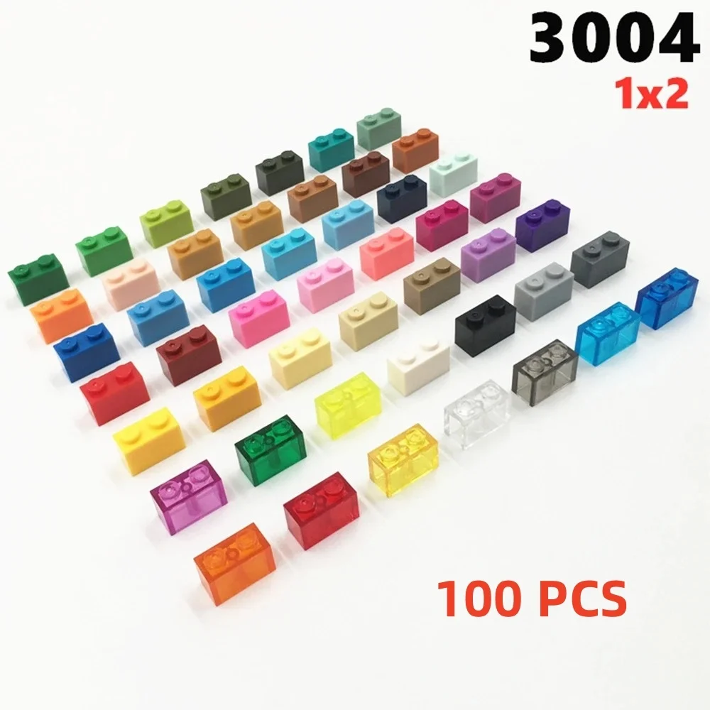 

100 Pcs/lot Buildings Blocks 3004 Brick 1 x 2 DIY Assmble Collections Bulk Modular GBC Toy For High-Tech MOC Set