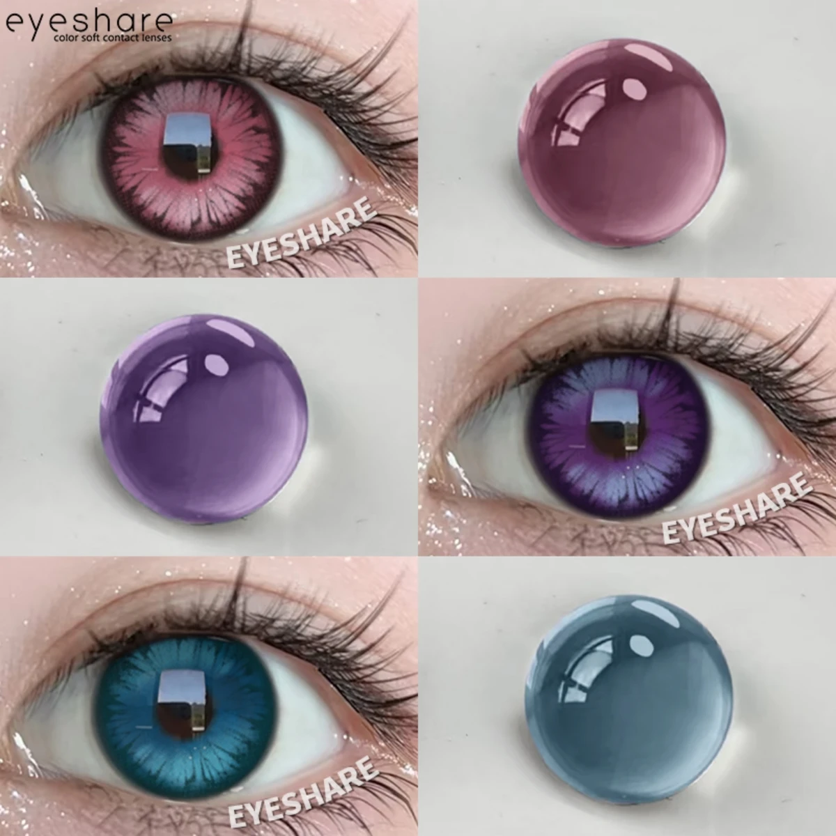 AMARA 1 Paar bunte Kontaktlinsen für Augen, blaues Auge, Anime-Cosplay-Linsen, lila farbige Linsen, rosa Y2K-Farbkon, rote Linse