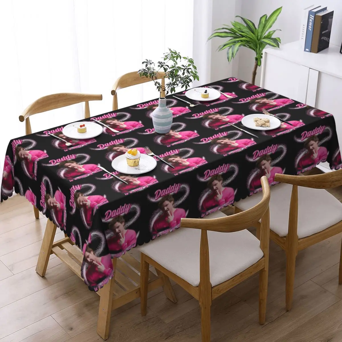 Pedro Pascal Sacred Heart Custom Rectangular Tablecloth Waterproof Table Cover for Dining Events Table Cloth