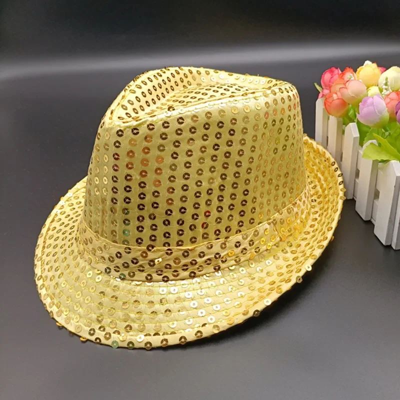 Unisex Pailletten Party Hut Bühne Dance Show Hip Hop Jazz Hut Glitter Cowboy Leistung Kostüm Requisiten Glänzende Perlen Zauberer Kappen – Detail 22