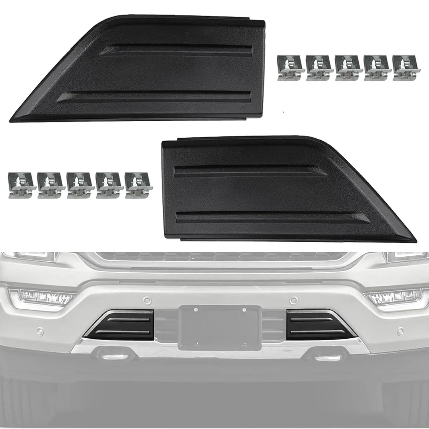 

1pairs Bumper Guard Pad Cap Inserts End Cover For Ford F150 2021 2022 2023,Front Bumper Corner, Plastic Protecte Plate Modificat