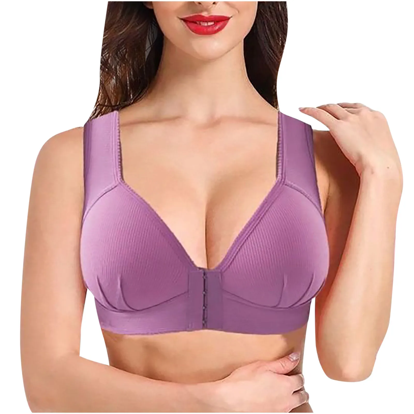 

FallSweet Front Closure Bras for Women Plus Size Underwear Seamless Push Up Brassiere Vest Top Sexy Bra