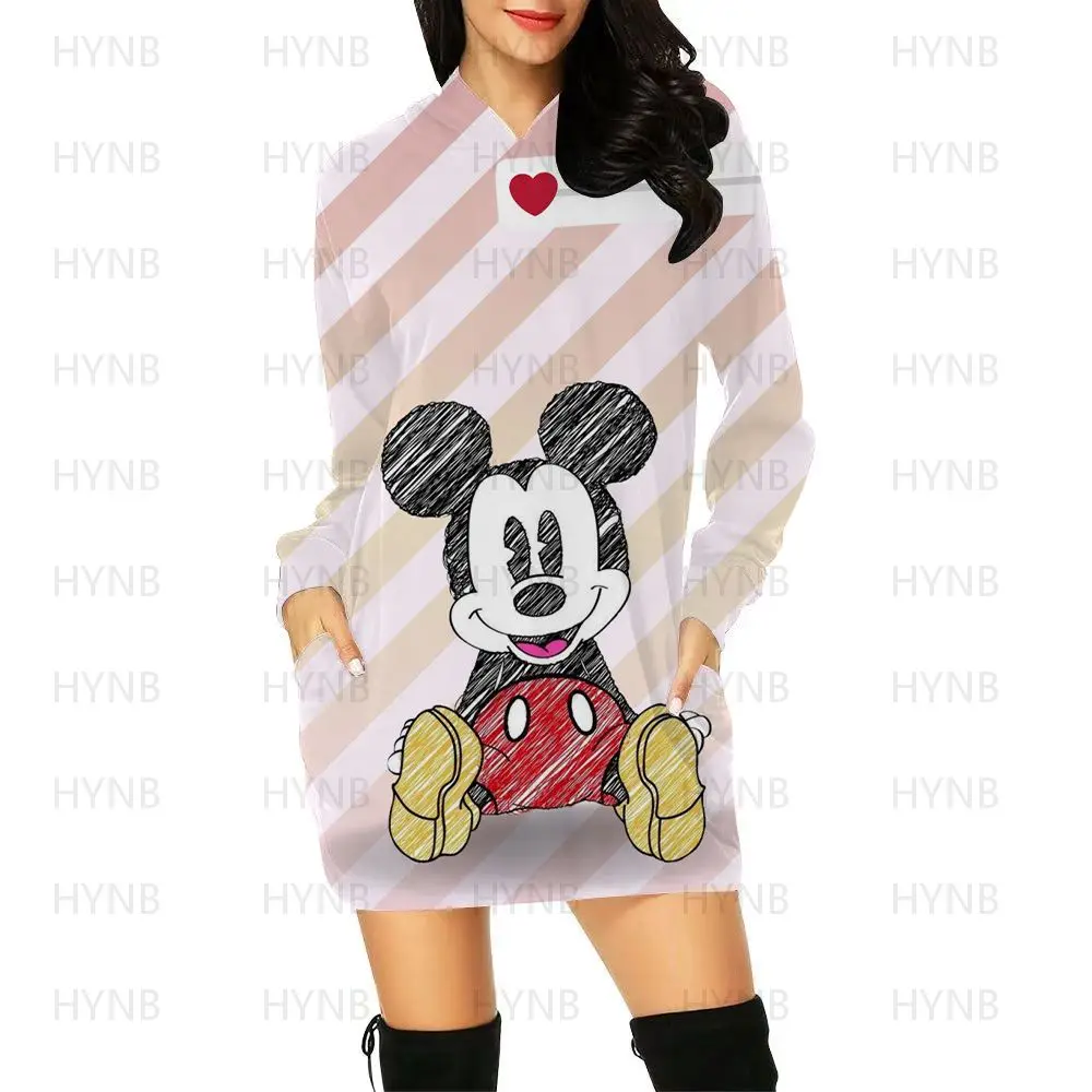 

Sweater Dress Elegant Dresses for Women Hoodie Women's Party 2022 Minnie Mouse Sexy Mickey Long Sleeves Luxury Mini Disney Prom