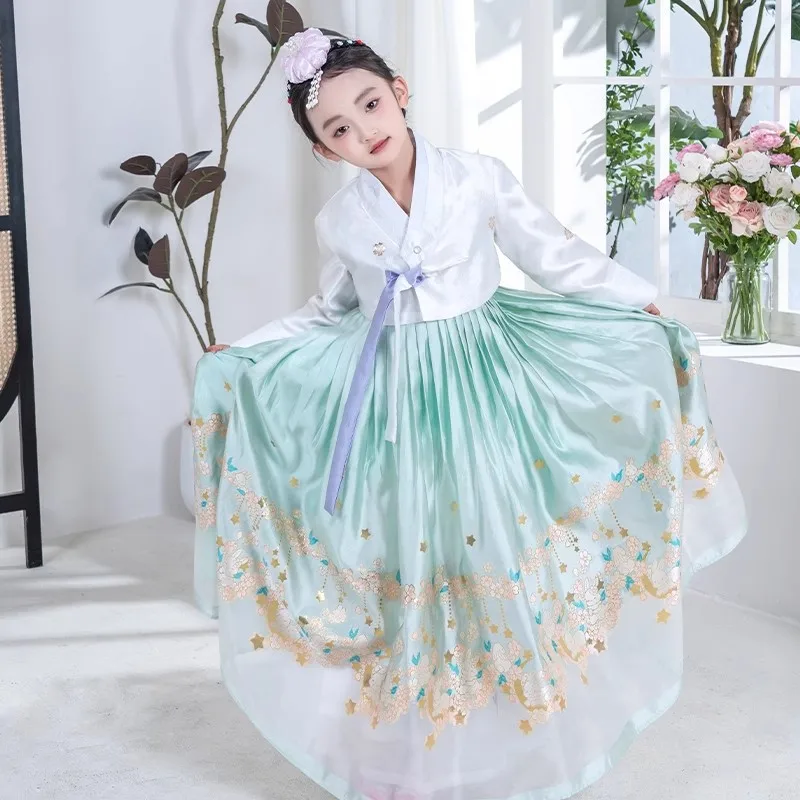 Children Hanbok Girls Korean Dance Costume Ethnic Minority Performance National Traditional Korea Palace Festival Outfit