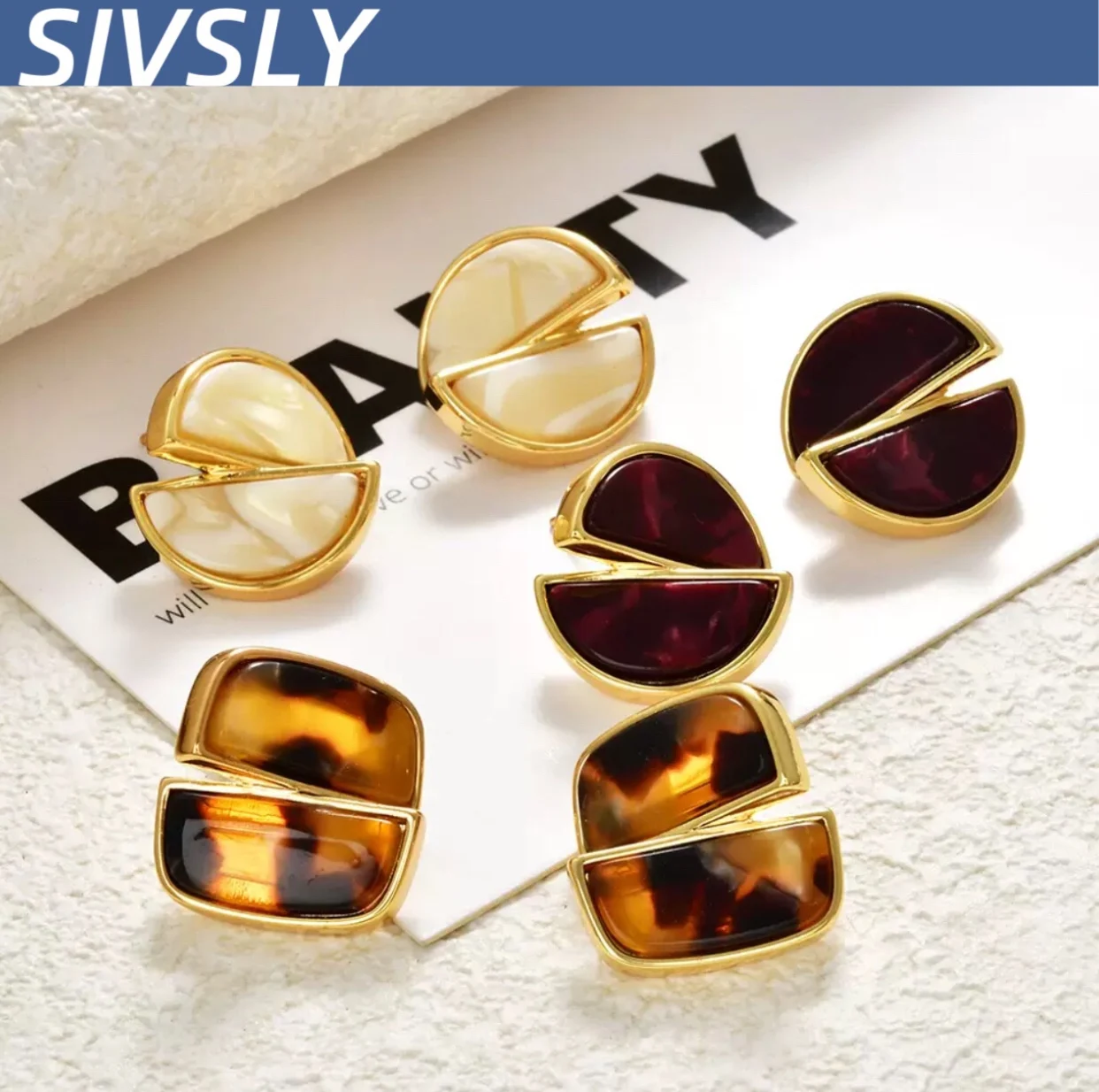 

[Special] Autumn and winter new style retro irregular leopard print earrings luxurious and high-end geometric simple and versati