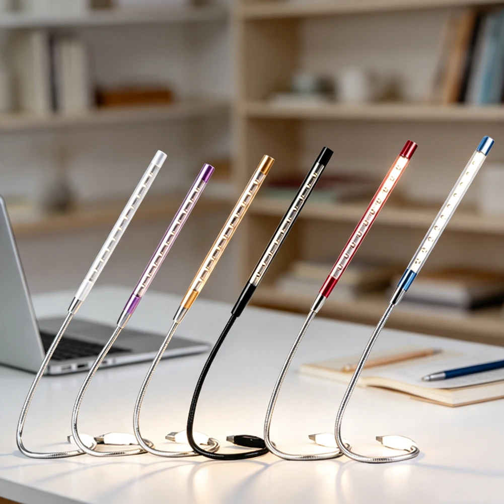USB LED Laptops Reading Light Flexible Keyboard Lamp 360 Adjustable Metal Goosenecks Soft LED Light Night Protecting Your Eyes