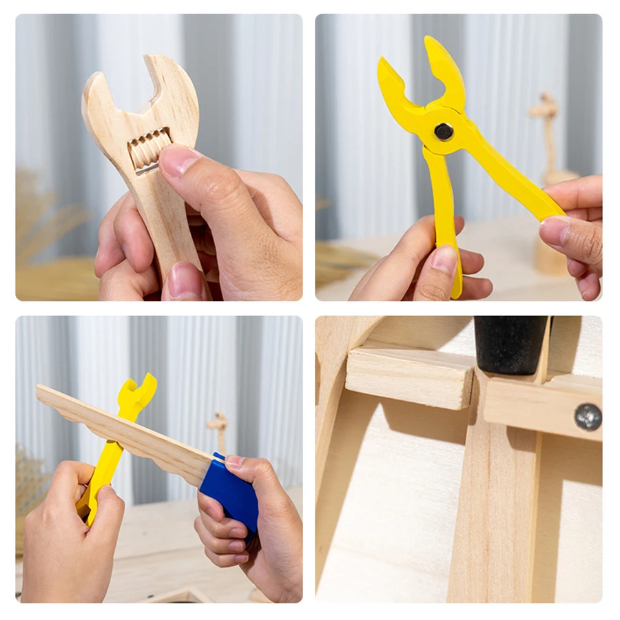 Frühe Bildung Holz tragbare Kinder Werkzeugkasten Reparatur Set Kombination Puzzle Spielhaus Demontage Spielzeug Jungen