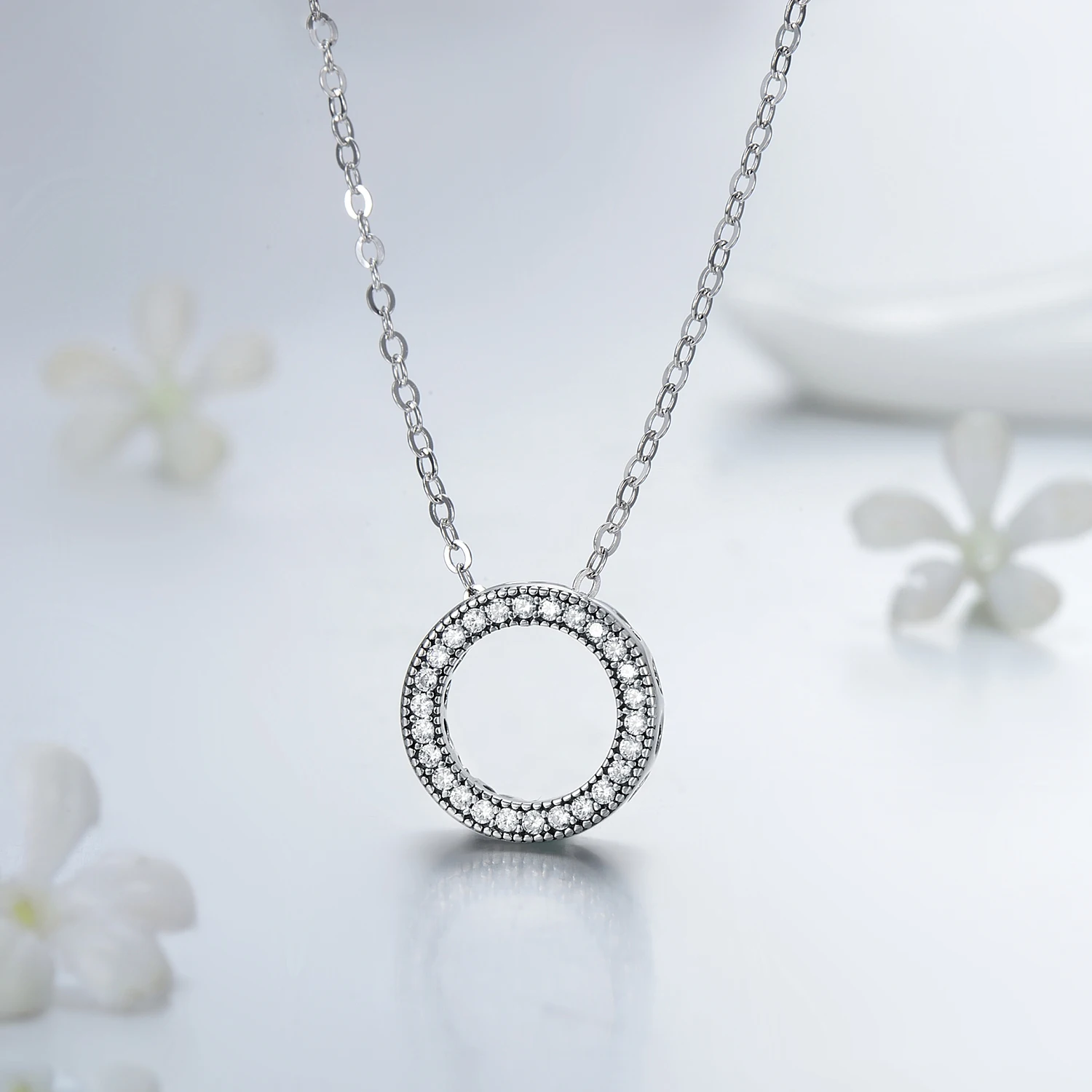 Modian romantyczny prawdziwe 925 Sterling Silver moda okrągłe serca naszyjnik dla kobiet fantastyczne życie naszyjniki biżuteria ślubna prezent — zdjęcie 7