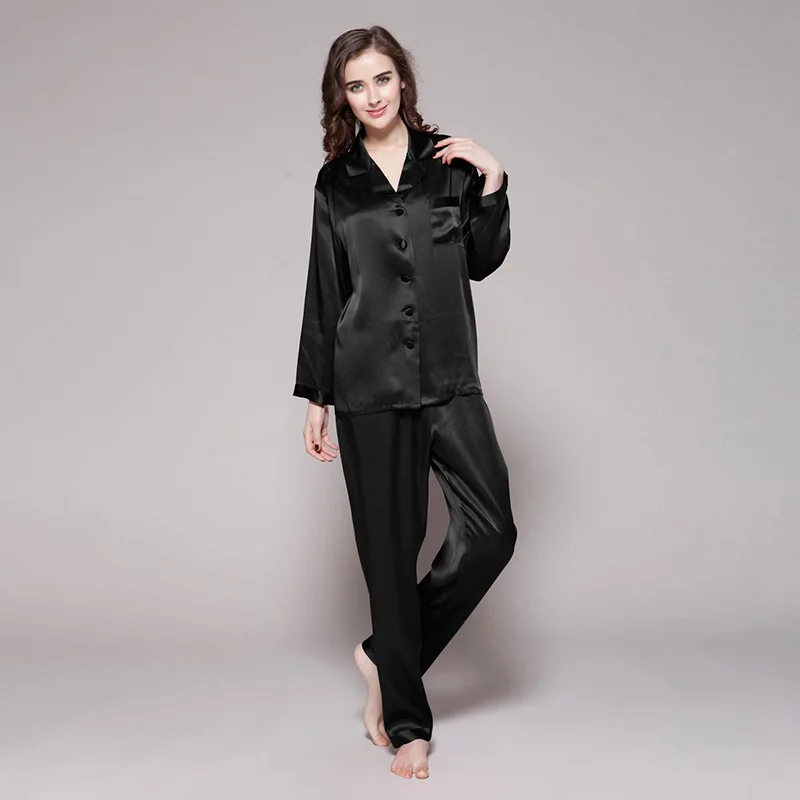 

22 Momme Long Sleeve Basic Silk Pajamas Set