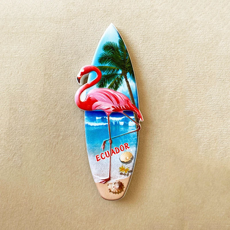 冷蔵庫用3Dステレオマグネット,家の改修アイテムコレクション,工芸品,サーフボード,フラミンゴ,コロンビアの旅行のお土産