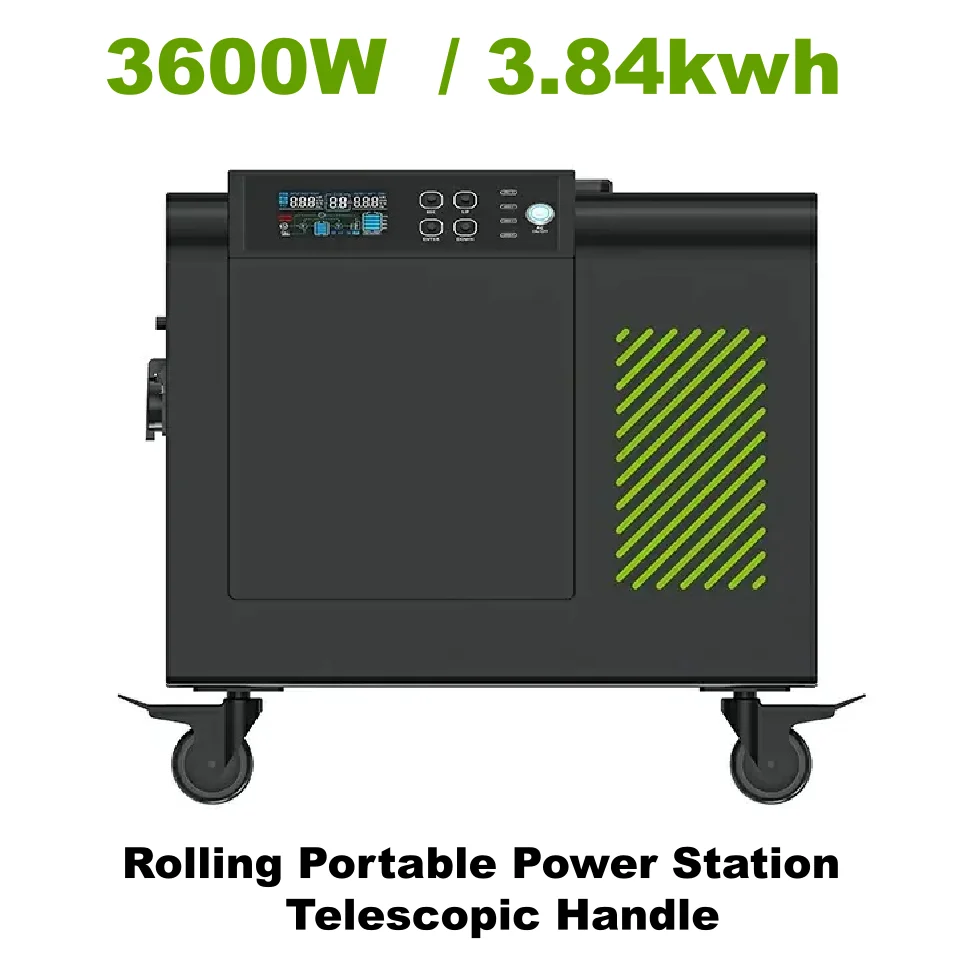 TSX Home Supply 3600W 3.84kWh Wheeled LiFePO4 Portable Station UPS Solar Panel Compatible 5000W Input Pure Sine Wave Home Backup