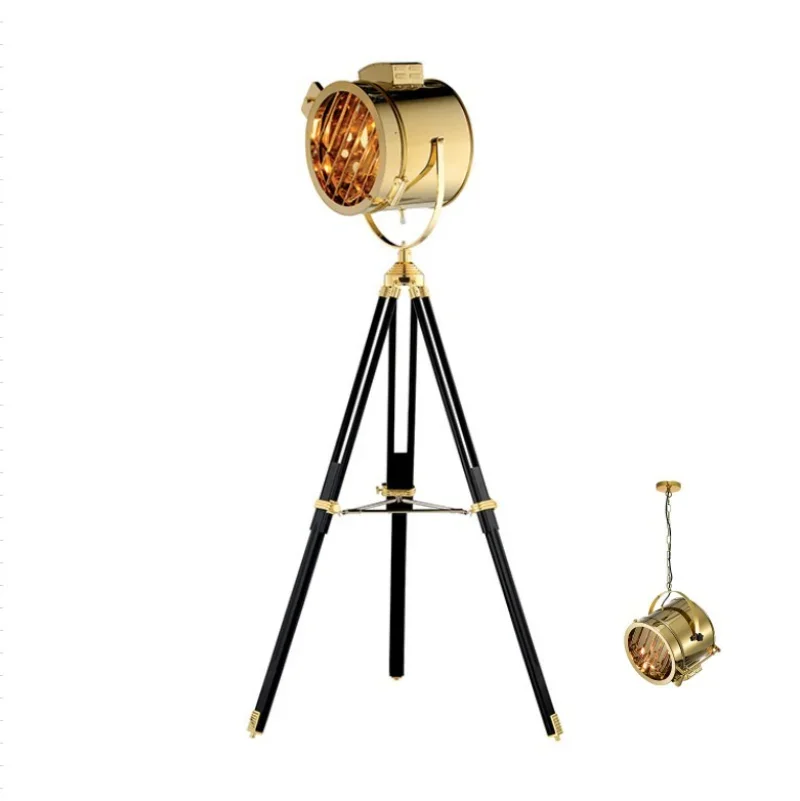 

Tripod Search Lantern Retro Vintage Floor Lamp led E27 mirror Industrial Lamp Living Room Loft Decor Bedroom Study