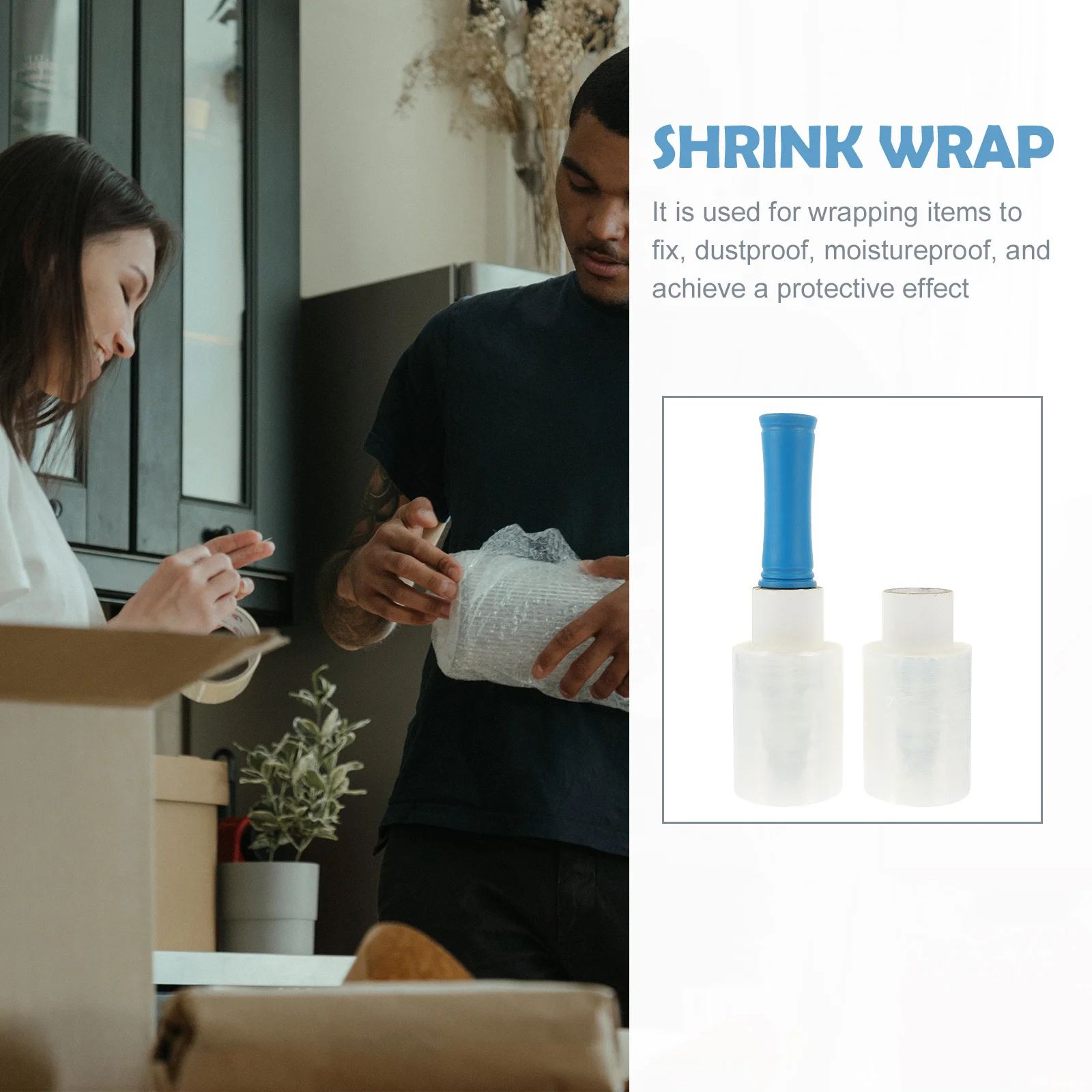 1 ensemble de Film d'enveloppe extensible transparent, rouleau d'enveloppe rétractable robuste pour fournitures industrielles, Protection étanche et anti-poussière