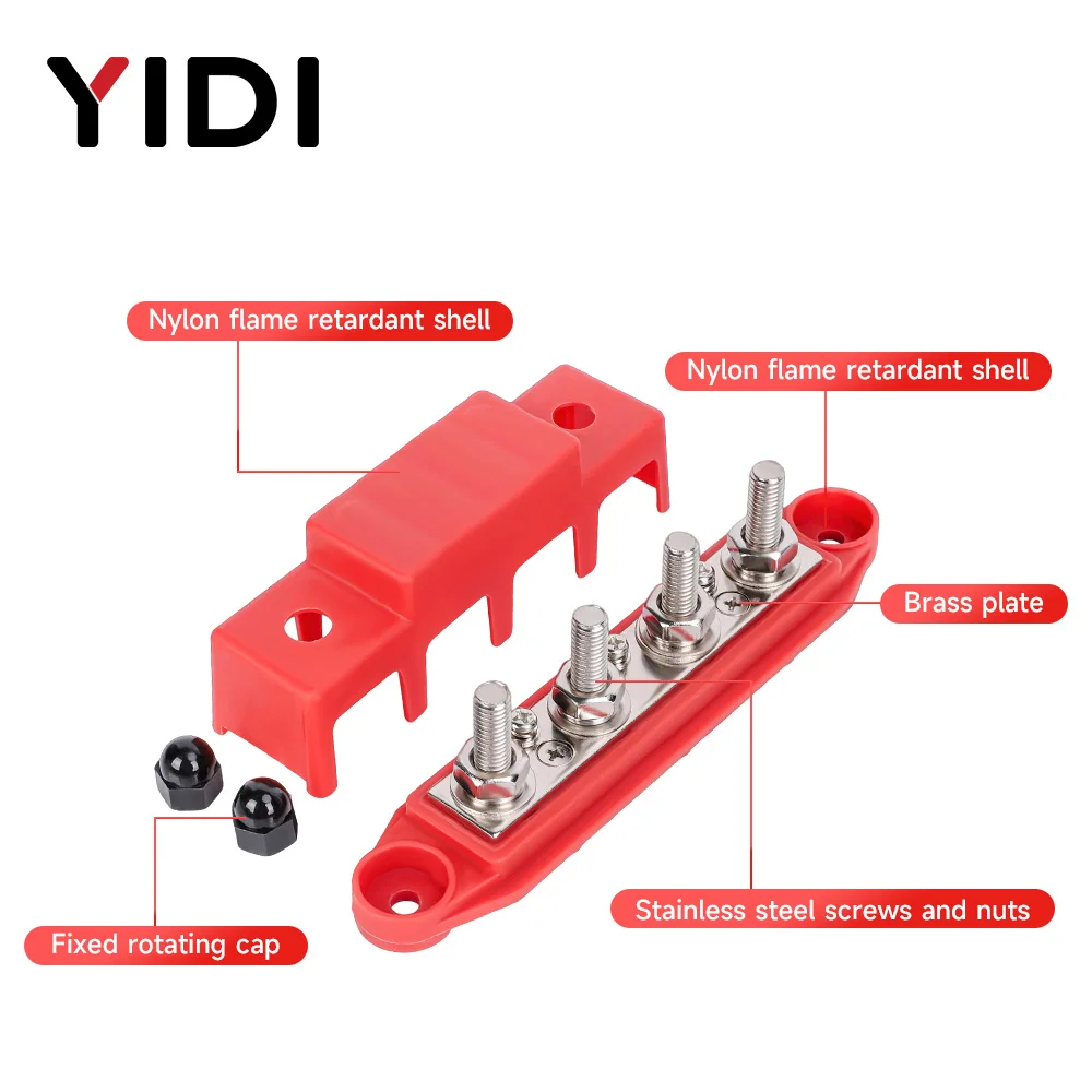 Bus Bar Terminal M8 M10 Battery Power Distribution Block 12V 48V Wire Connector Busbar With Cover for Automobile Boat Truck - view 3