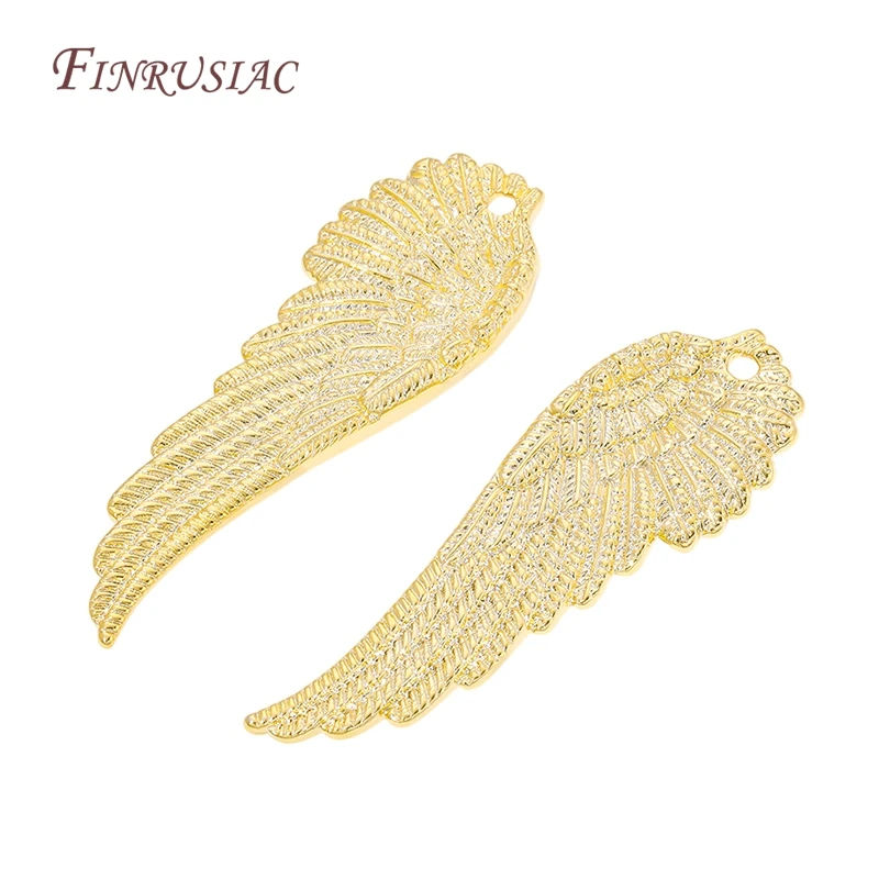 1/2Pcs 18K Gold Plated Brass Angel Wing Charms Embossed Connectors For Earrings Necklace DIY Jewelry Making Accessories