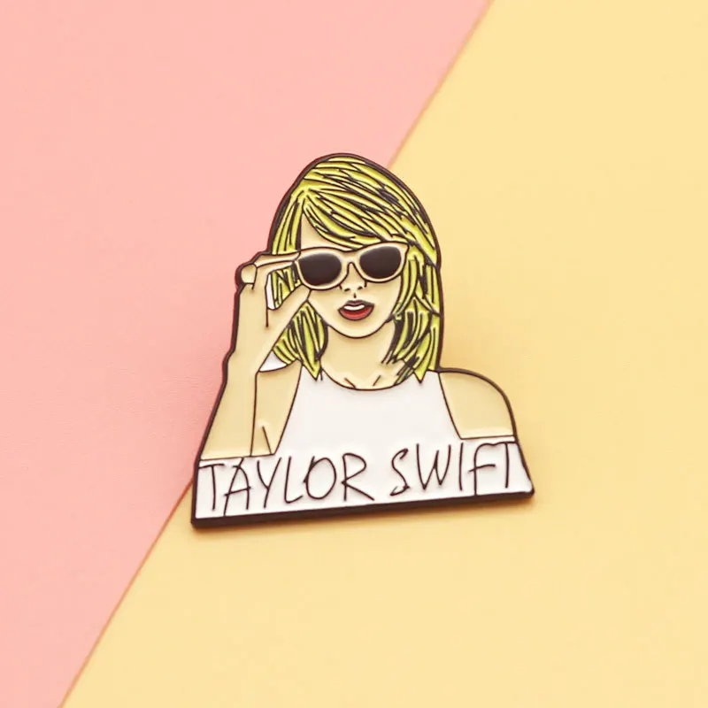 Taylor Swlft Brooch Metal Enamel Pins Music Pop Singer Cartoon Pins Ladies Fashion Denim Lapel Pins Movie Novel Badges Friends