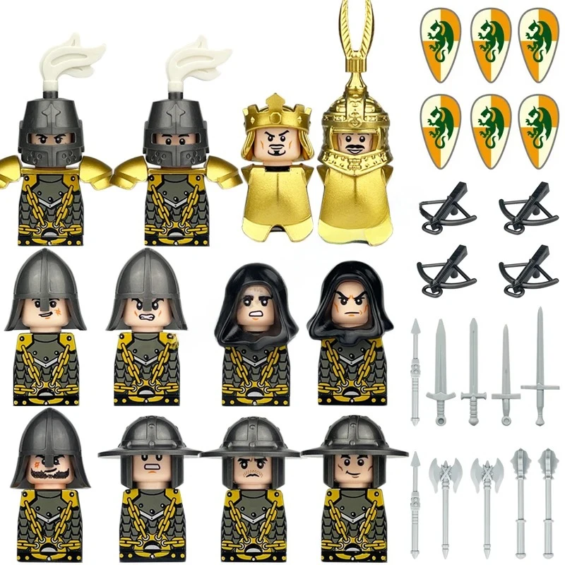 Mittelalterliche Europa-Militärfiguren Bausteine Römische Krieger Soldaten Burg Ritter Königliche Garde König Skelett Legion Bausteine