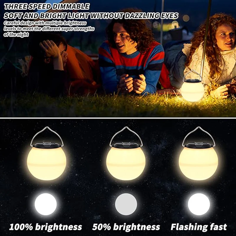 Emergency Work Lamp For Fishing Portable Camping Lanterns Rechargeable 3 Color Dimmable Tent Light Outdoor Waterproof Flashlight