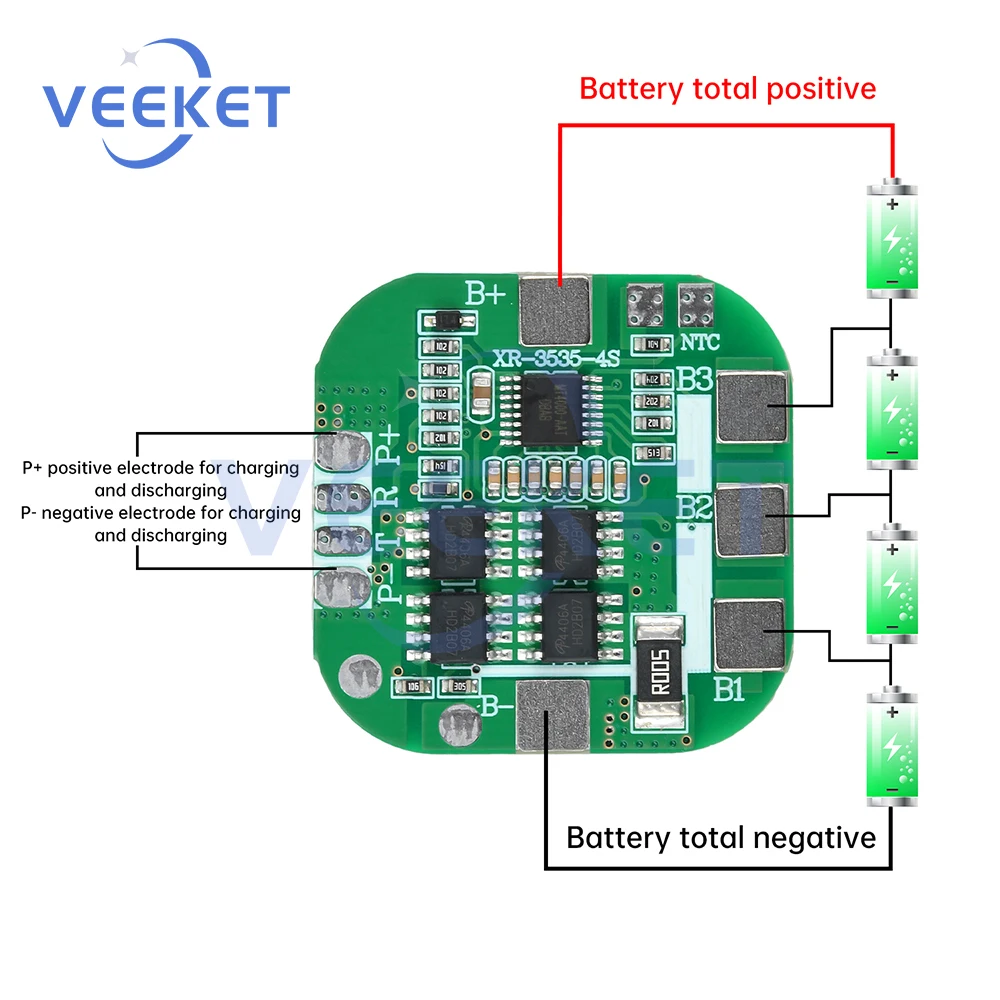 4S 14.8V 8A BMS 20A لوح حماية بطارية الليثيوم نفس المنفذ وحدة التعادل النشط تهمة/التفريغ لبطارية ليثيوم أيون 18650 #5