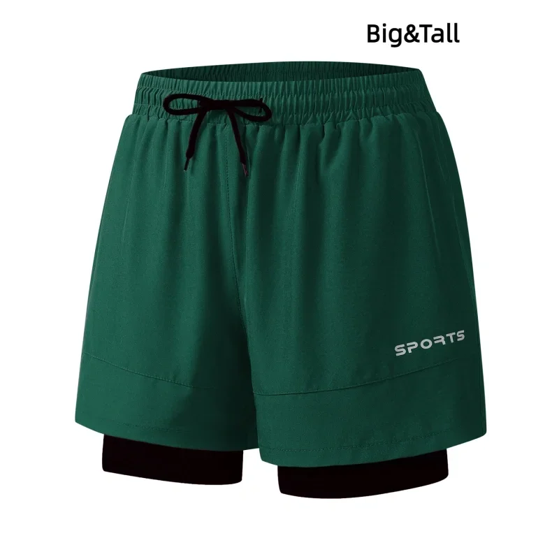 Pantalones de chándal al aire libre para hombre, pantalones cortos deportivos con múltiples bolsillos para Fitness, pantalones cortos de Trekking para hombre, pantalones cortos de verano 2 en 1 de secado rápido para gimnasio y playa, pantalones cortos para correr