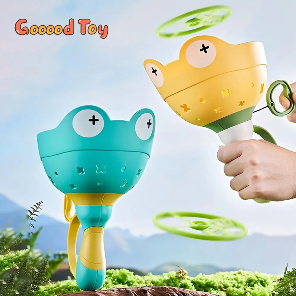 Children's Toys Flying Pull String UFO Hand Throwing Catch String Flying Saucer Outdoor Frog Catapult Toy for Boys Girls Gift