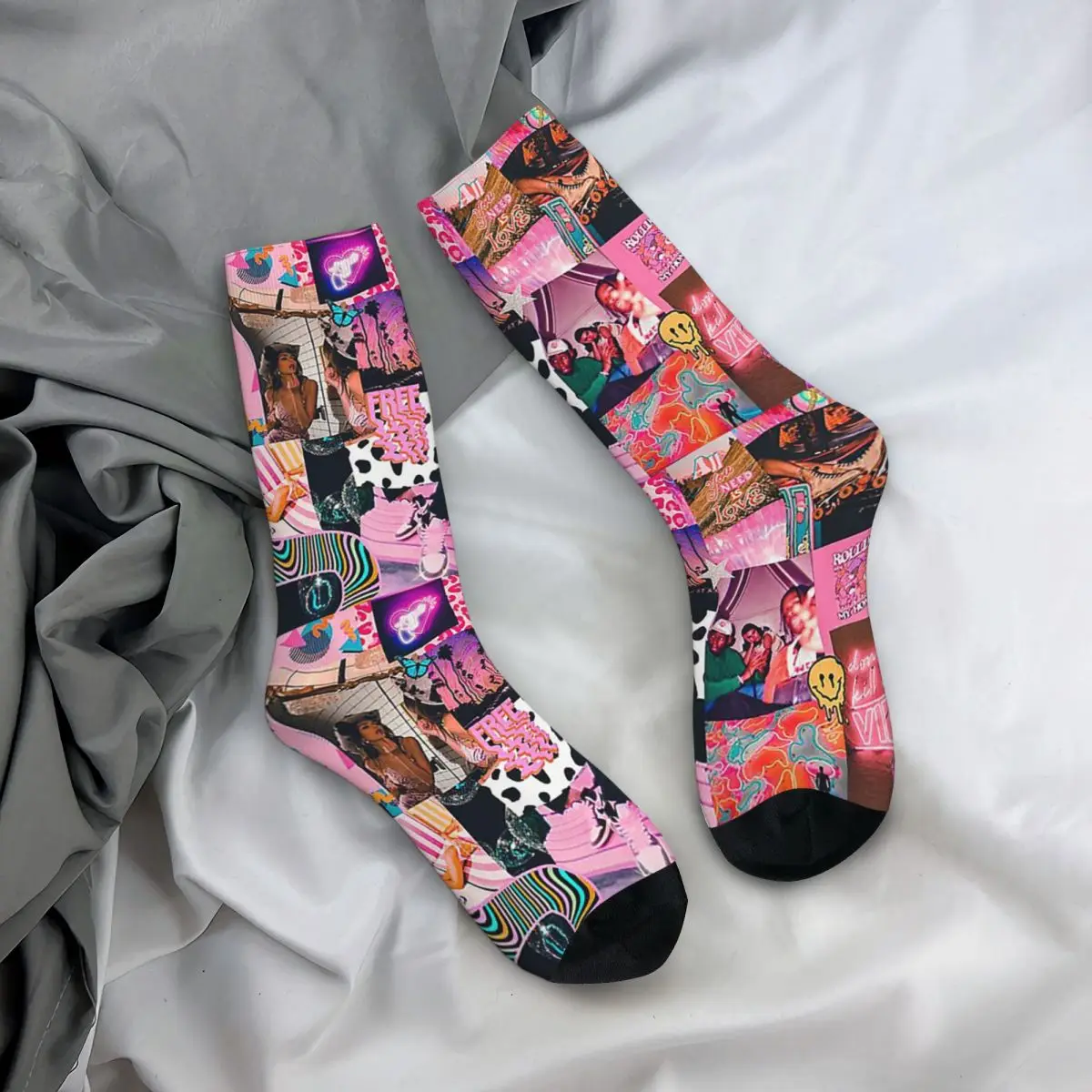 Trippy Baby Collage Chaussettes Harajuku, Chaussettes sulfToutes Saisons, Bas de Haute Qualité, Accessoires pour Hommes et Femmes, Cadeaux de Noël