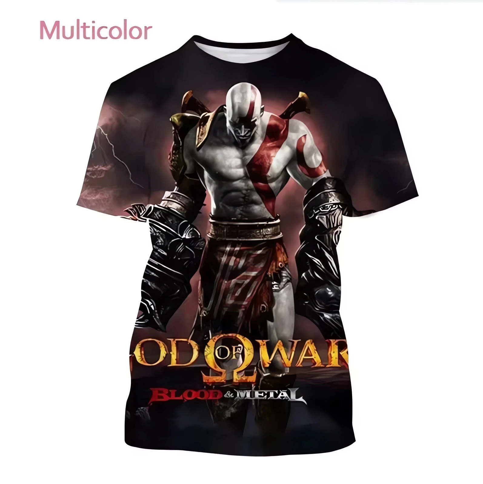 Hot selling God of War 3D Kwetos printed T-shirt hot selling men\'s cool design T-shirt combat short sleeved T-shirt