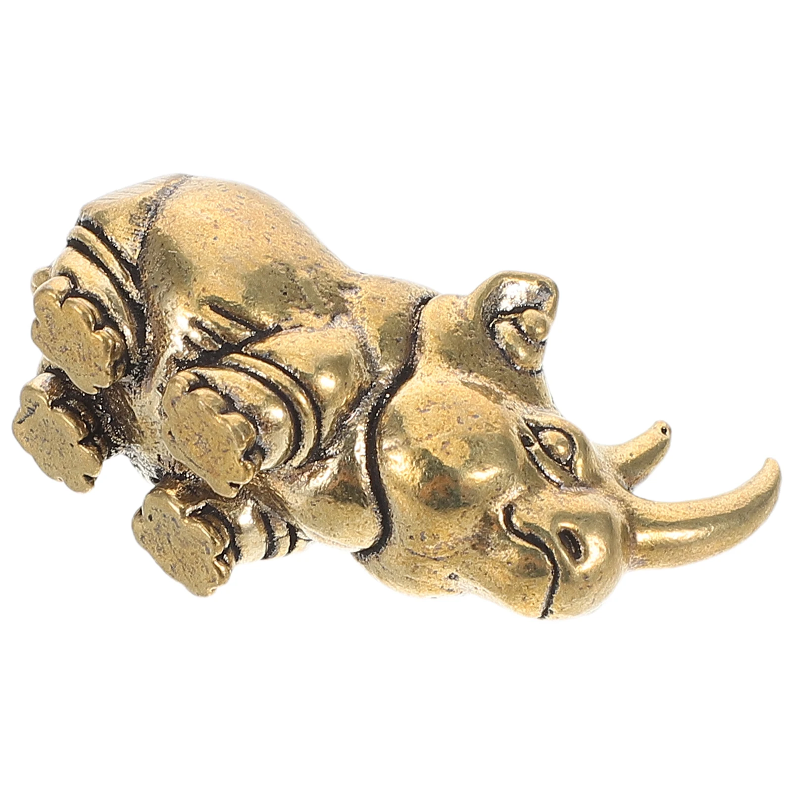 

Mini Rhino Retro Home Vintage Brass Statue Decor Small Animal Desk Ornaments Small Sculpture Decor Figurines 1.5\