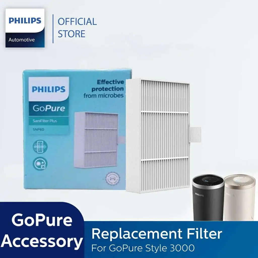 Filtro de repuesto Philips GoPure para purificador de aire de coche GoPure Style 3000 Series S3601 y S3602 SNF60 GAF60