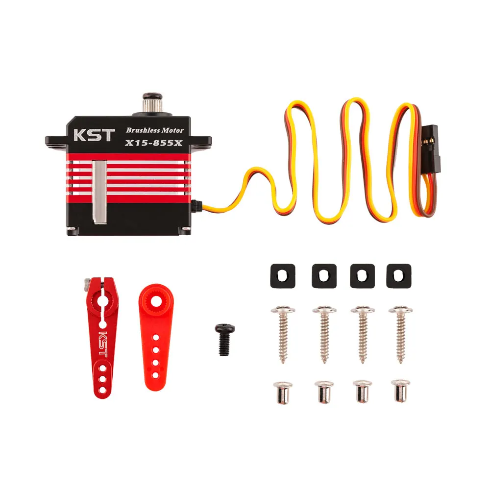 

KST X15-855X 15Kgf.cm 0.05sec HV Mini Digital Metal Gear Brushless Tail Servo For RC Helicopters