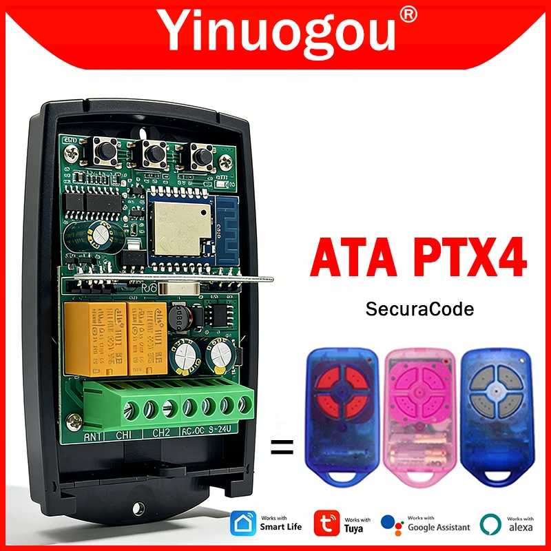 

Tuya Universal 433MHz Wifi Smart Switch Module Receiver for ATA PTX4 PTX-4 SecuraCode Garage Door Remote Control 433.92MHz