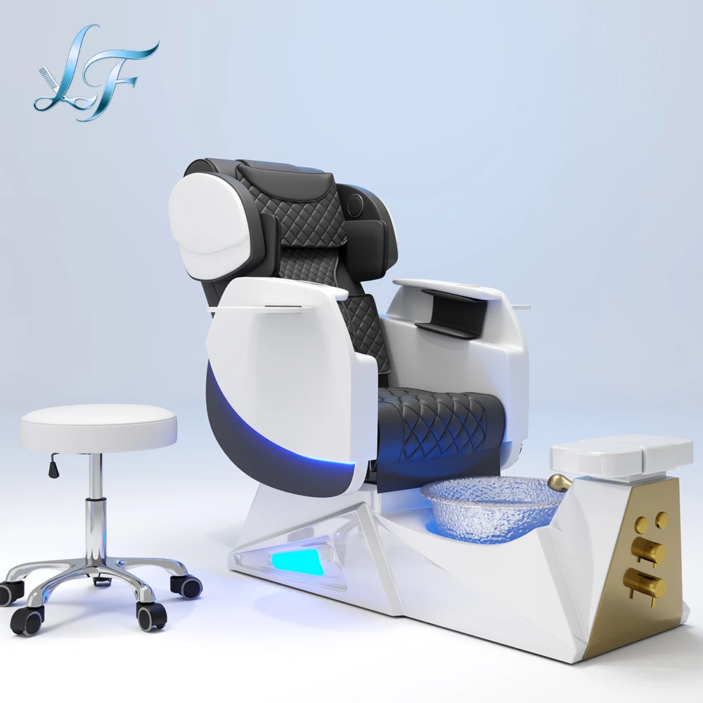 Premium Stylish Comfortable Hydromassage Pedicure Spa Chair Electric Adjustable Reclining Seat With Led Light For Nail Salon