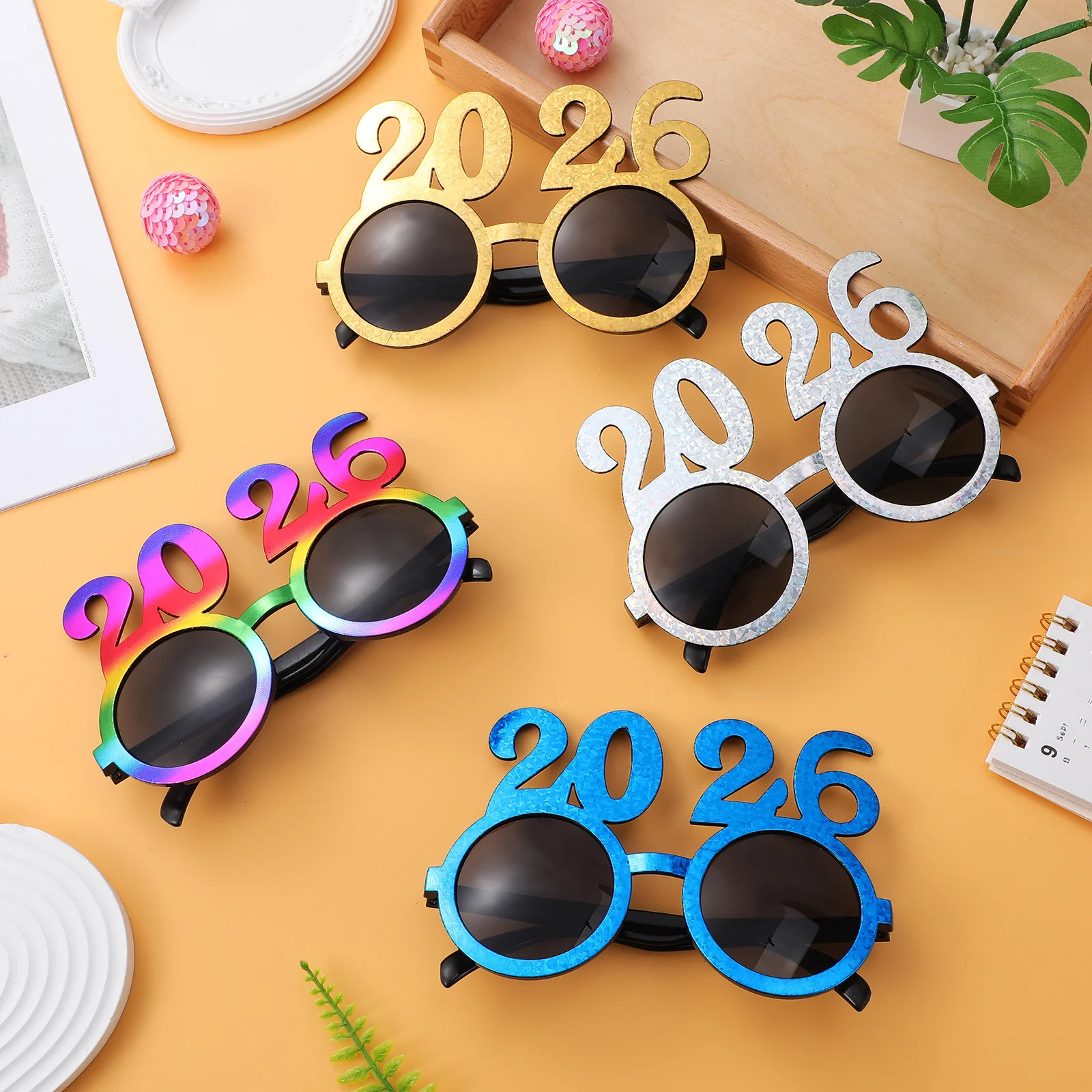 

4 Pcs Happy New Year's Eve Glasses Years Accessories Decoration Eyeglasses Celebration Products Party Props
