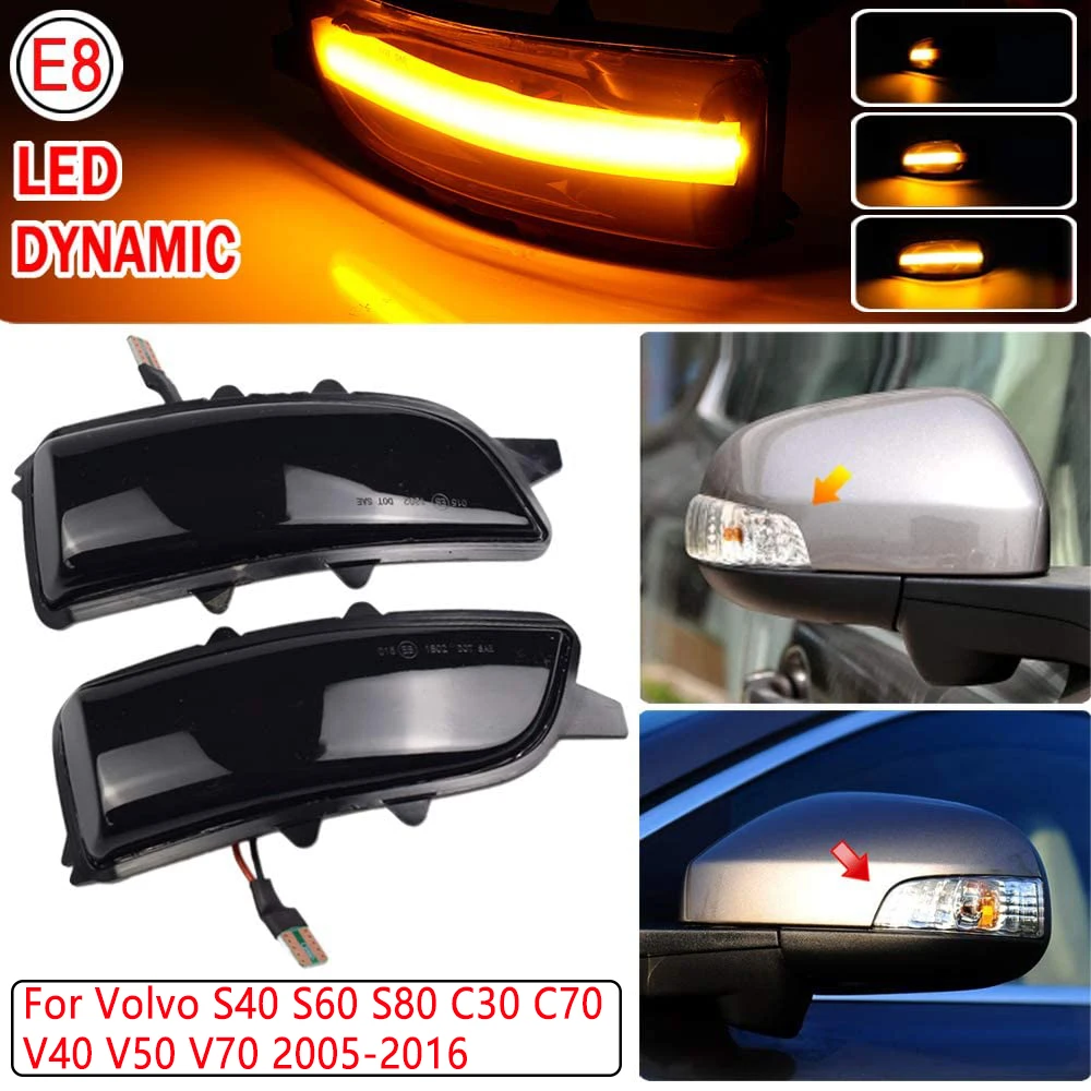 

2X Sequential Dynamic LED Side Marker Turn Signal Light for Volvo C30 C70 S40 S60 S80 V40 V50 V70 Rear Mirror Indicator Blinker