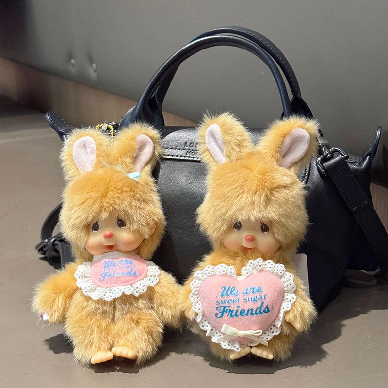 Boneco de Pelúcia Monchhichi de 15cm, Pingente Kawaii de Macaco em Pé, Chaveiro, Acessório para Bolsas, Presente de Aniversário