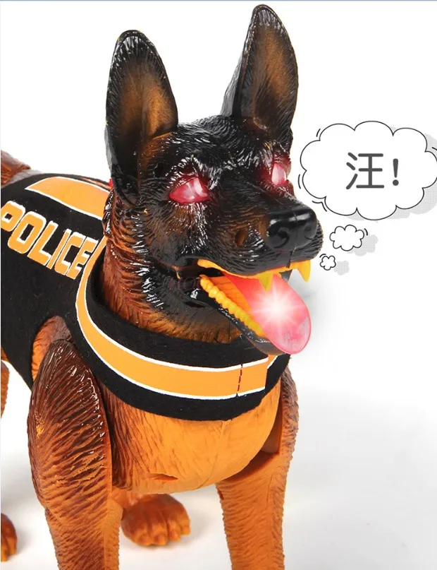 Electric toy dog can bark when walking, children's boy toy simulation plastic police dog