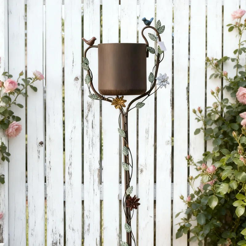 American wrought iron outdoor bucket floor insert bird feeder metal retro handicraft courtyard garden grocery outdoor