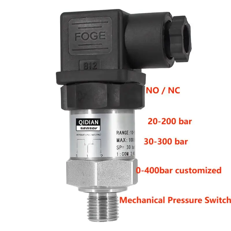 Interruptor de Pressão Ajustável Mecânica Padrão Diafragma Pistão Controle de Pressão para Óleo Água 0400bar 30bar Aço Inoxidável