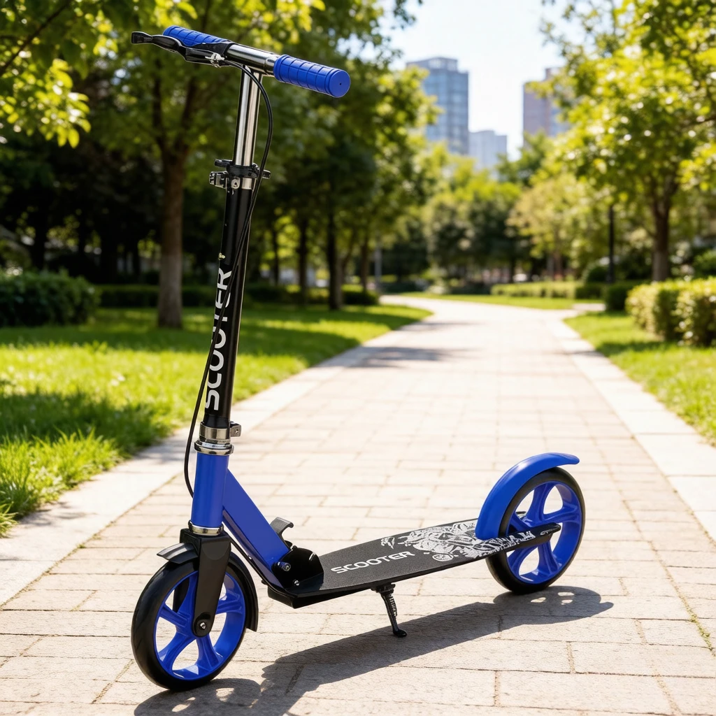 2-Wheel Foldable Scooter for Adults Teens, Dual Brake System & Anti-Shake Frame, Super Durable Heavy Duty for City Ride