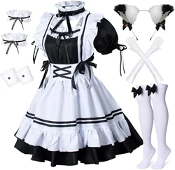 2024 6pcs Set Cute Maid Costume Cosplay Hand Game Red Wine Sweet Maid Costume Lolita Anime Cosplay