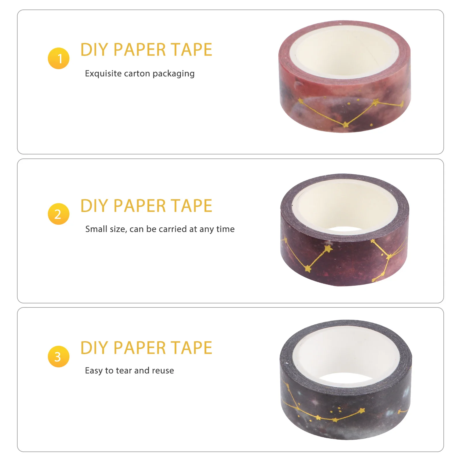4Pcs Decorative Washi Tape Set DIY Paper Tape Masking Stickers Gift Wrap Scrapbook Crafts Supplies Washi Paper Stickers