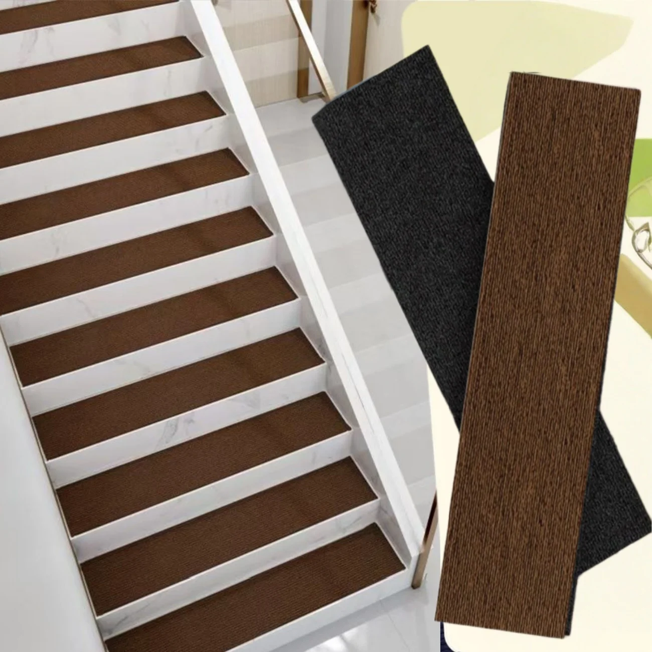 1PC Washable Anti Slip Stair Treads Self Adhesive Carpet Runner Reliable Wear Resistant Step Mats for Indoor Wooden Stair Protec