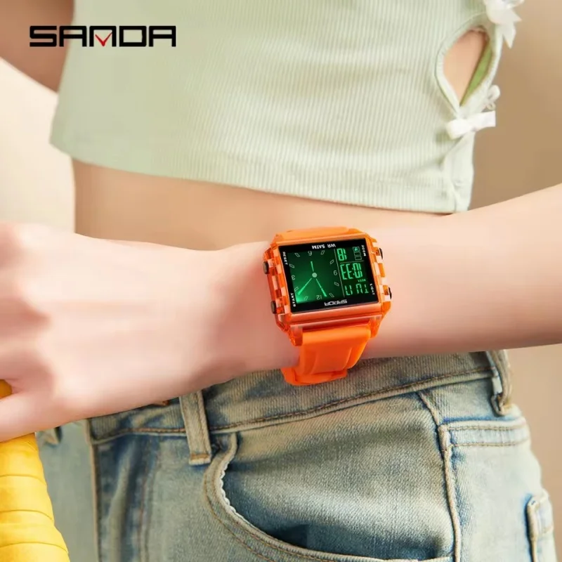 SANDA 6273 Men's Fashion Electronic Watch Waterproof Night Light Calendar Clock Outdoor Sports and Leisure Women's Digital Watch