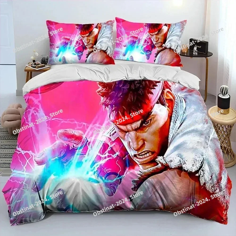 

Street Fighter Retro Game Gamer Comforter Bedding Set,Duvet Cover Bed Set Quilt Cover Pillowc