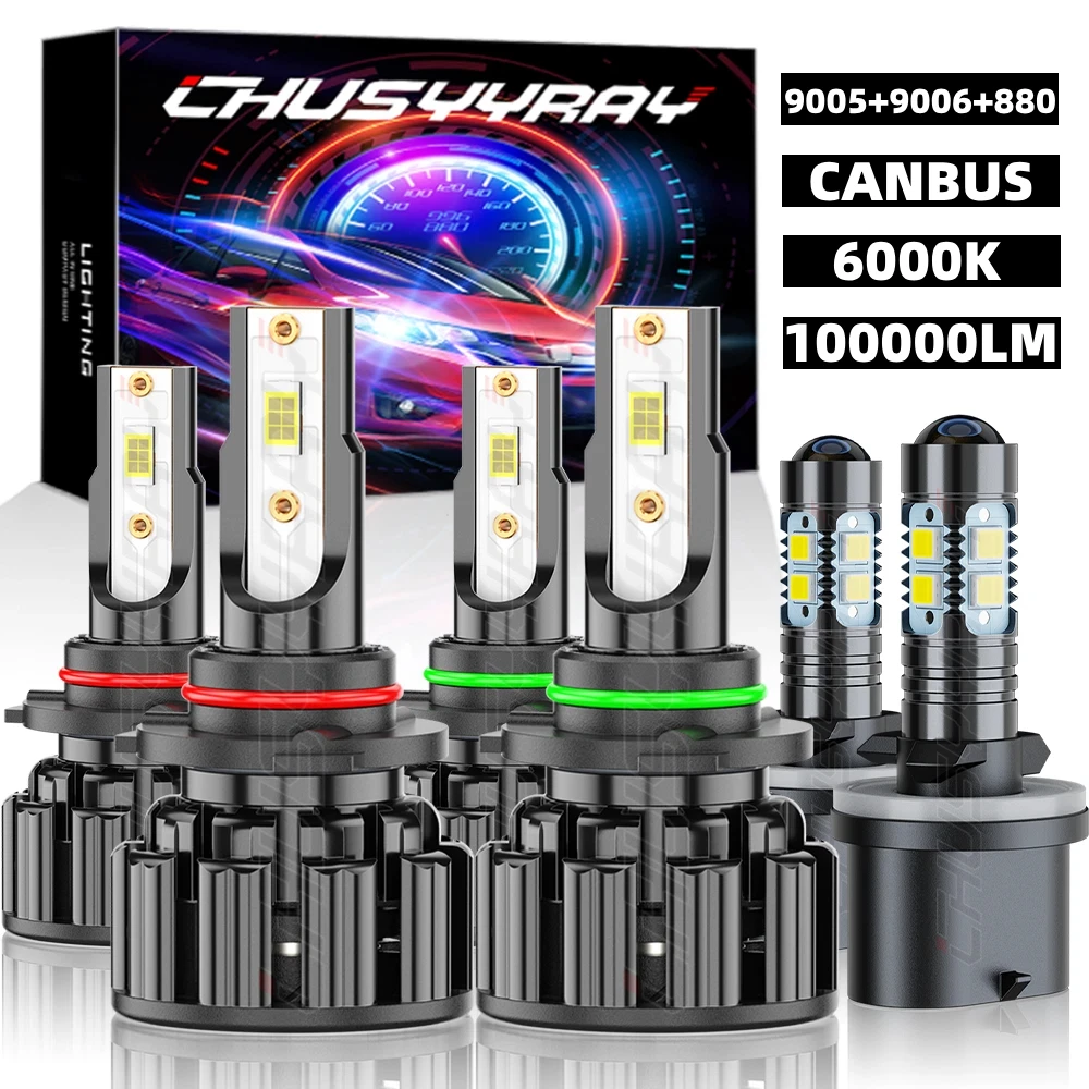 

6x 9005 9006 880 светодиодные фары и противотуманные фары комплект ламп для Chevy Silverado 1500 2500 HD 1999-2002 1:1 такой же размер 6000K 100000LM