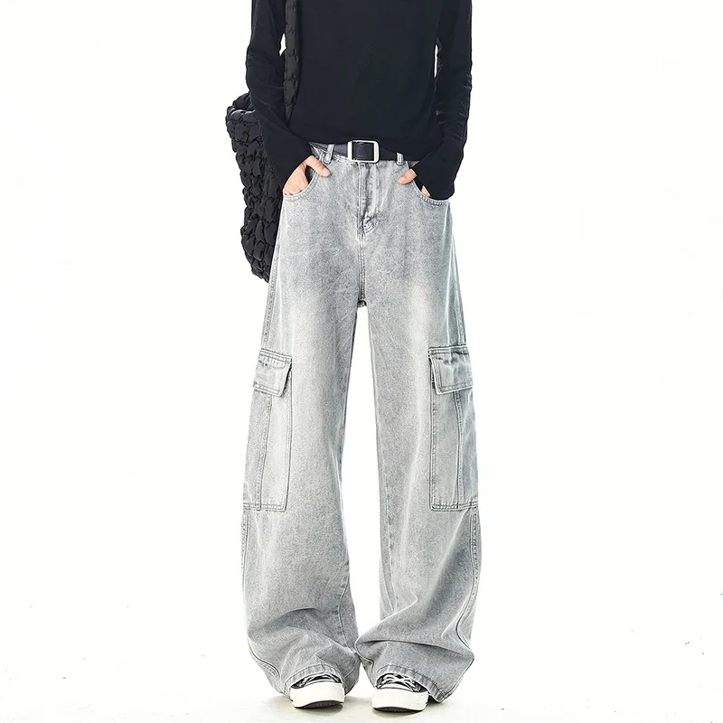 Men Autumn New American Trendy Straight Loose Pants Washed Vintage High Street Casual Long Trousers For Male Daily Street Wear