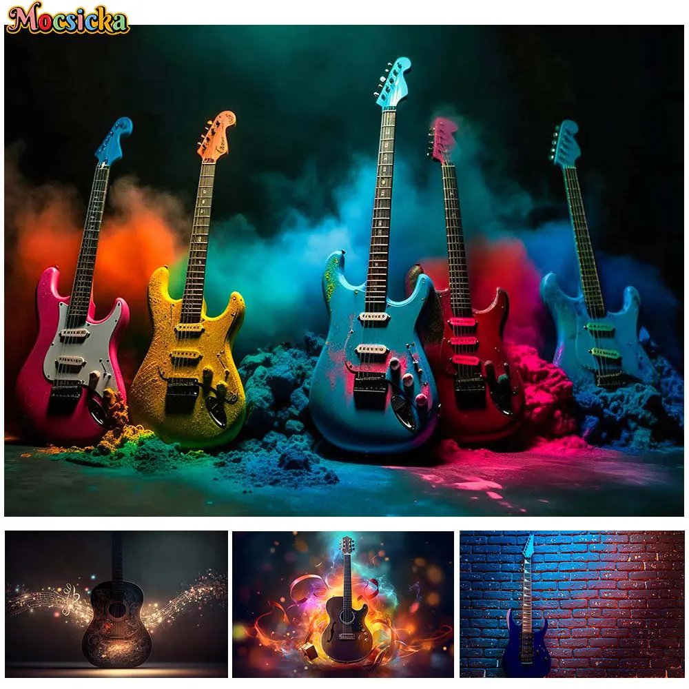 Mocsicka Photography Backgrounds Guitar Hip Hop Graffiti Street Culture Art Aldult Youth Party Decor Backdrop Photo Studio Props