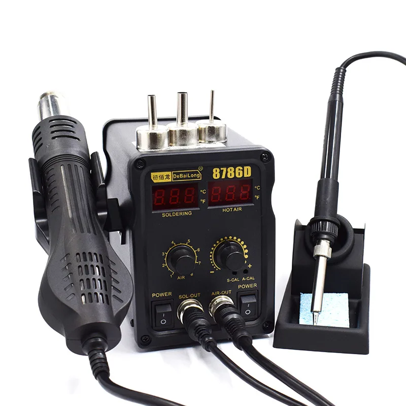 

US standard 110V dual use dual digital display hot air gun 8786D disassembly soldering table electric soldering iron