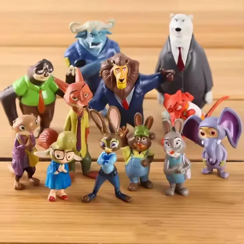 

Новинка, 12 шт./компл., экшн-фигурки Disney Zootopia Animals, игрушки, кролик Джуди, детская подарочная коллекция, фигурки, декоративная модель 4-8 см